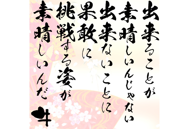 出来ることが素晴らしいんじゃない 出来ない事に果敢にチャレンジすることが素晴らしいんだ At23 00